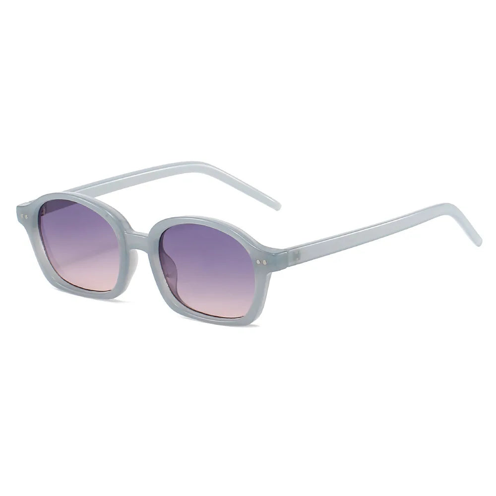 JNPCXI New Fashion Small Oval Jelly Color Women Sunglasses Shades UV400 Fashion Orange Gradient Men Punk Rivets Sun Glasses