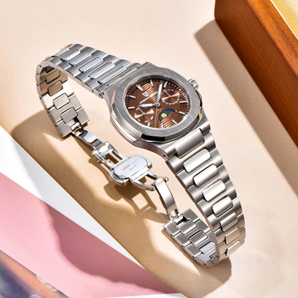 PAGANI Luxury Quartz Watches Men Multifunction Chronograph Auto Moon Phase Watch