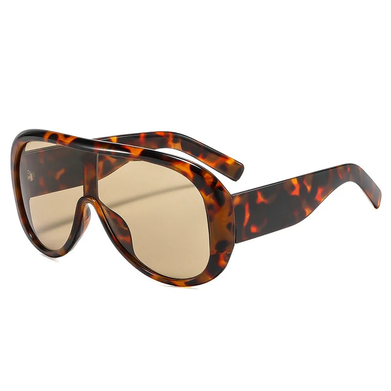 JNPCXI New Fashion Oversized One Piece Square Women Sunglasses Gray Stripe Shades Men Trending Outdoor Sun Glasses UV400