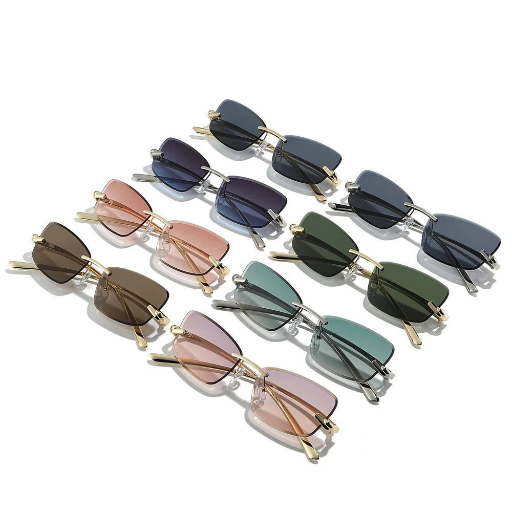 JNPCXI 2026 New Luxury Butterfly Sunglasses for Women Rimless Tint Lens Metal Shades Party Travel Decoration Uv400