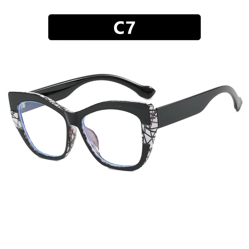 JNPCXI New Fashion Double Color Cat Eye Women Glasses Frame Clear Anti Blue Light Optical Leopard Eyewear