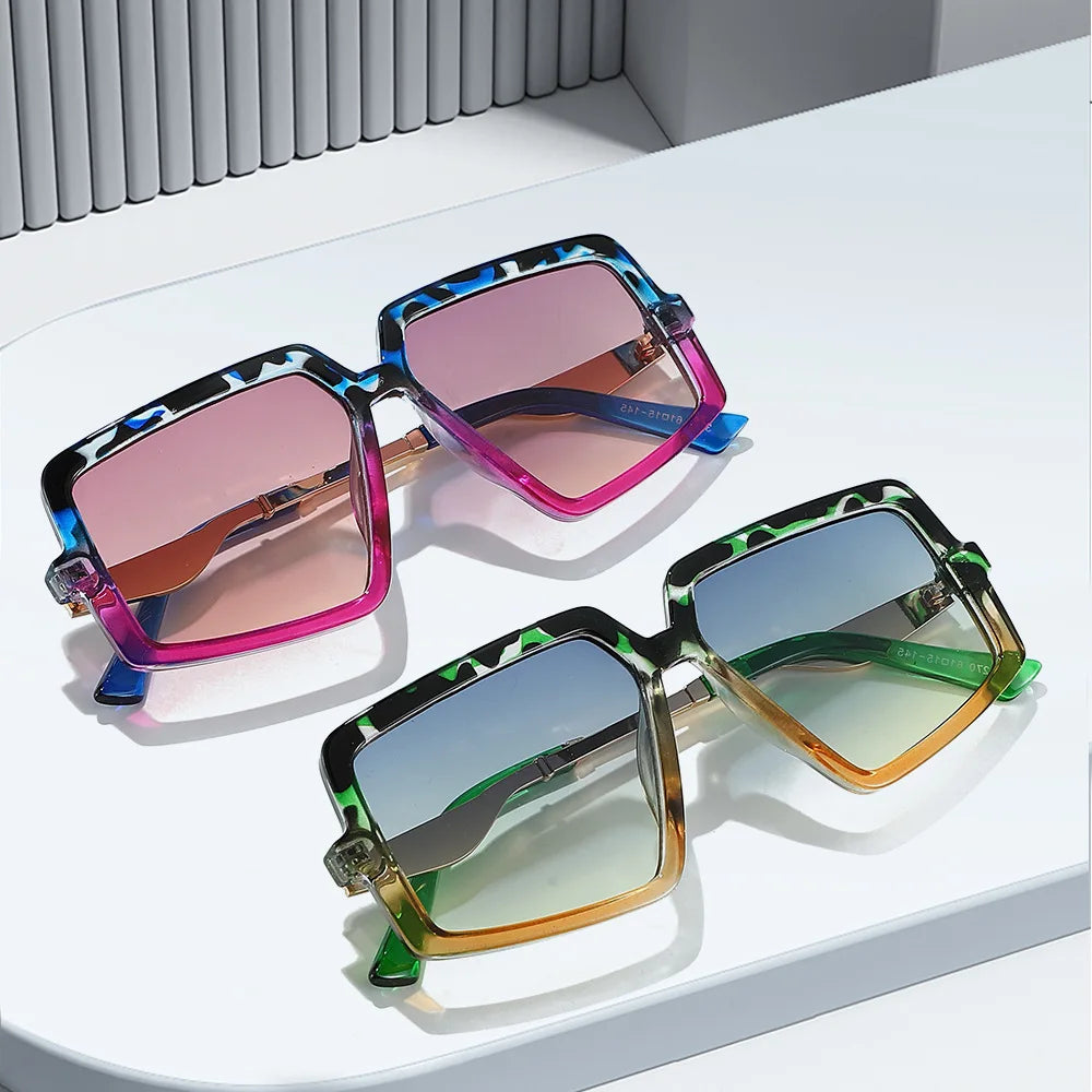 JNPCXI New 2026 Square Sunglasses Women Fashion Gradient UV400 Retro Rivets Candy Color Trending Men Sun Glasses