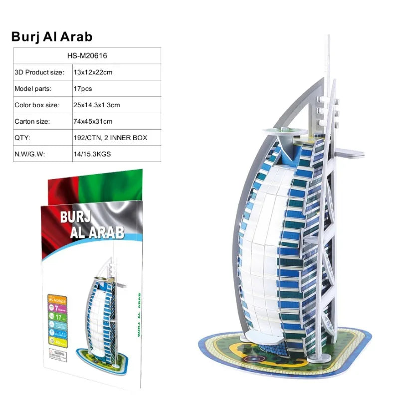 3D World-famous Architectural Puzzle Big Ben Pisa Tower White House Kindergarden Toy Children Classroom Handmade Gifts Jigsaw