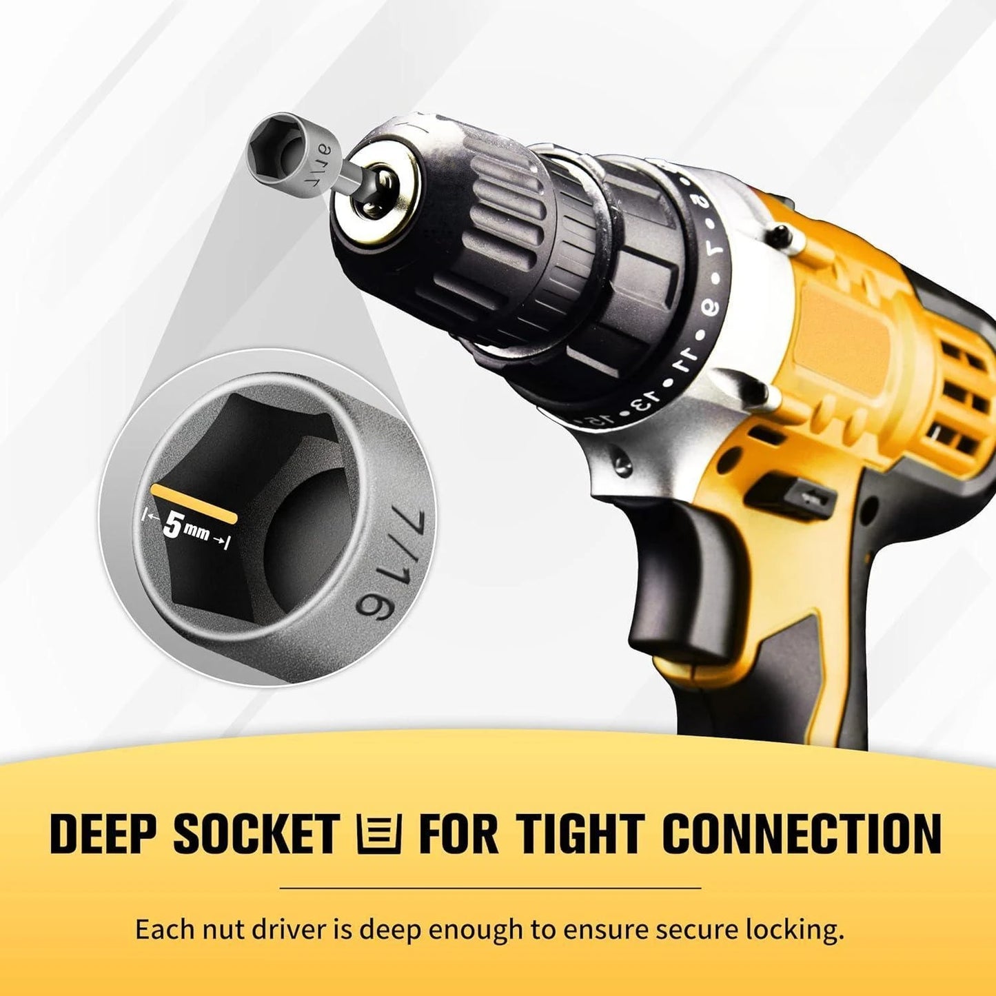 9/14 Piece Power Nuts Driver Drill Bit Tools Set, 1/4 inch Driver Hex Metric & SAE Socket Wrench Screw for Power Tools
