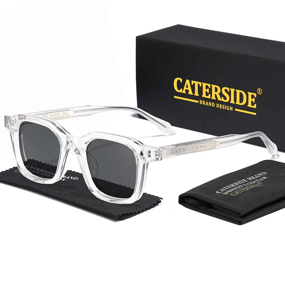 CATERSIDE Men Personalized Design Sunglasses Square Frame Women Retro Trendy Sunglasses Travel Business Party Gift Glasses UV400