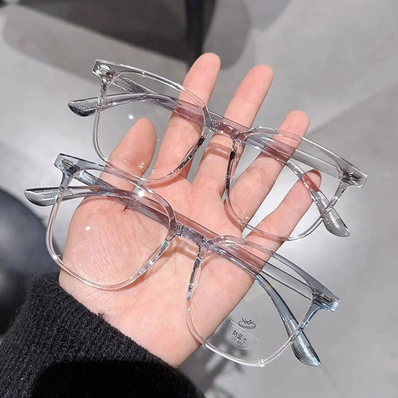 2PCS Unisex Square Plastic Frame Trendy Anti-Blue Light Clear Glasses for Back To School Clothing Accessories.