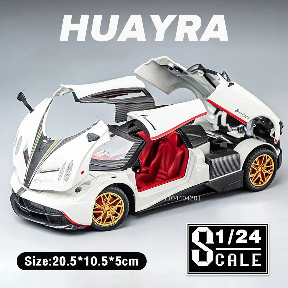 1:24 PAGANI ZONTA HP Huayra Alloy Miniature Car Toy Diecast Model with Sound Light Pull Back Front Wheel Steering Boy Adult Gift