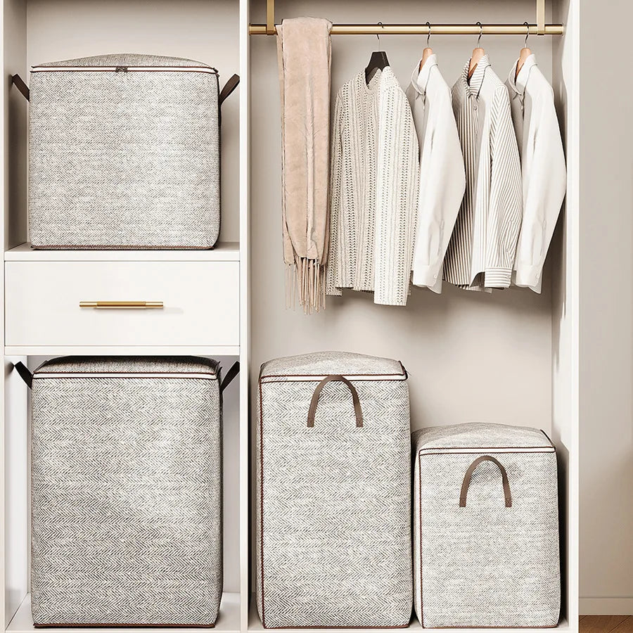 Non-woven Fabric Large Capacity Zipper Storage Bag, Suitable for Organizing and Storing Bedding, Clothes and Blankets