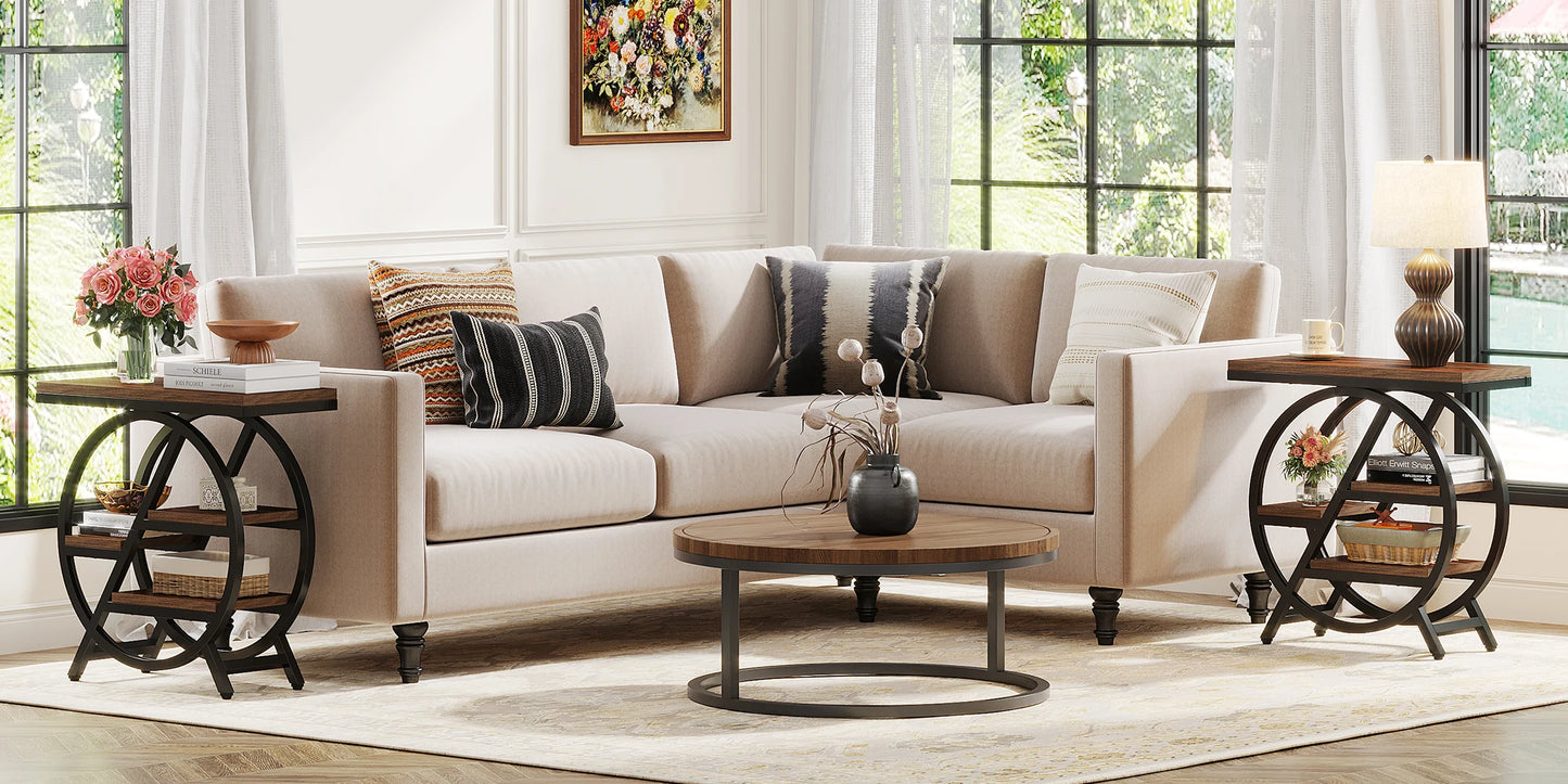 Tribesigns  Living Room, 3-Tier Narrow Side End Table w/ Storage Sofa Side Table