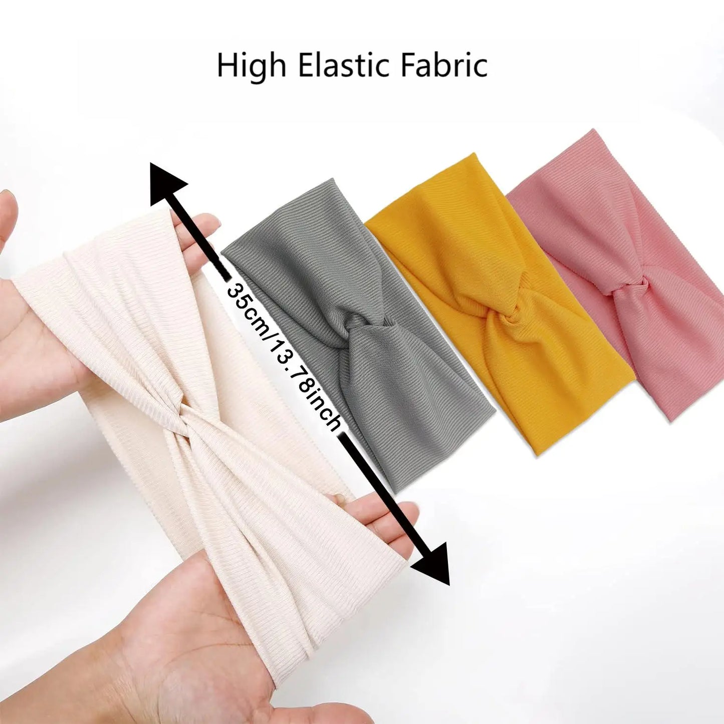The Silky Threaded Fabric Twist Headband Yoga Workout Running Sport Elastic Hair Bands for Women's Turban Hair Wrap for Girls