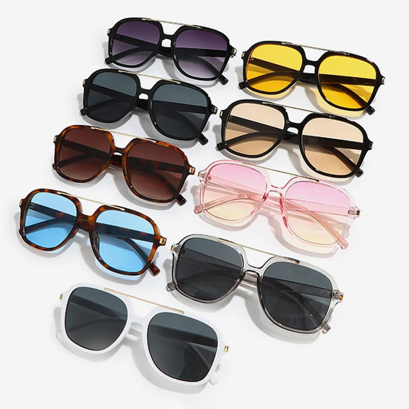 JNPCXI New Retro Oversized Pilot Square Leopard Blue Sunglasses for Women Men Punk Square Sun Glasses Ladies Outdoor Eyewear
