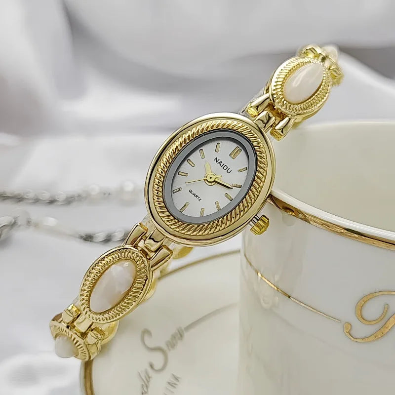 2025 Top Brand Luxury Oval Gold Women Watches Ladies Wrist Watches Bracelet Golden Female Clock Gift for Girlfriend Dropshipping