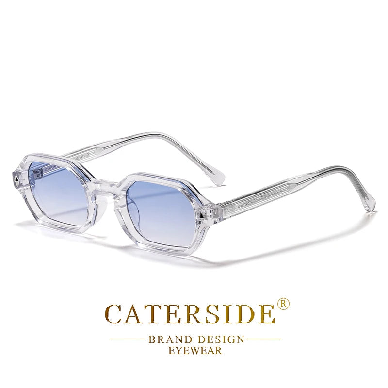 CATERSIDE Fashion Polygon Sunglasses Men Small Frame Gradient Lens Sun Glasses for Summer Beach Party Ideal Choice for Gifts