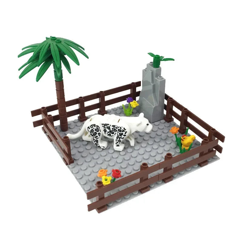 DIY Farm Building Blocks Set Cattle Pen Pig Shed Chicken Horse Panda MOC Scene