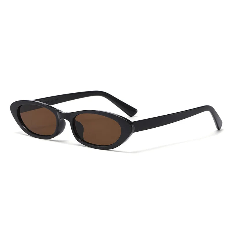 JNPCXI New Women's Black Sunglasses Fashion Small Oval Frame Sun Glasses Ladies Retro Oval Eyewear Shade UV400