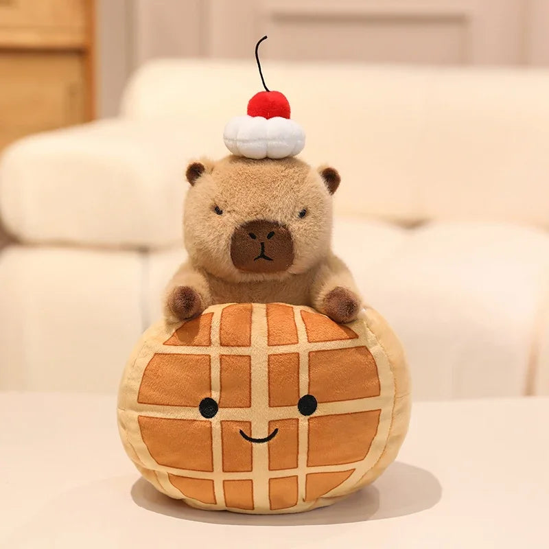 Capibala Pluches Croissant Cup cake Plush Toy Cute Dessert Break Capybara Stuffed Doll Funny Food Home Decor Kid Birthday Gift