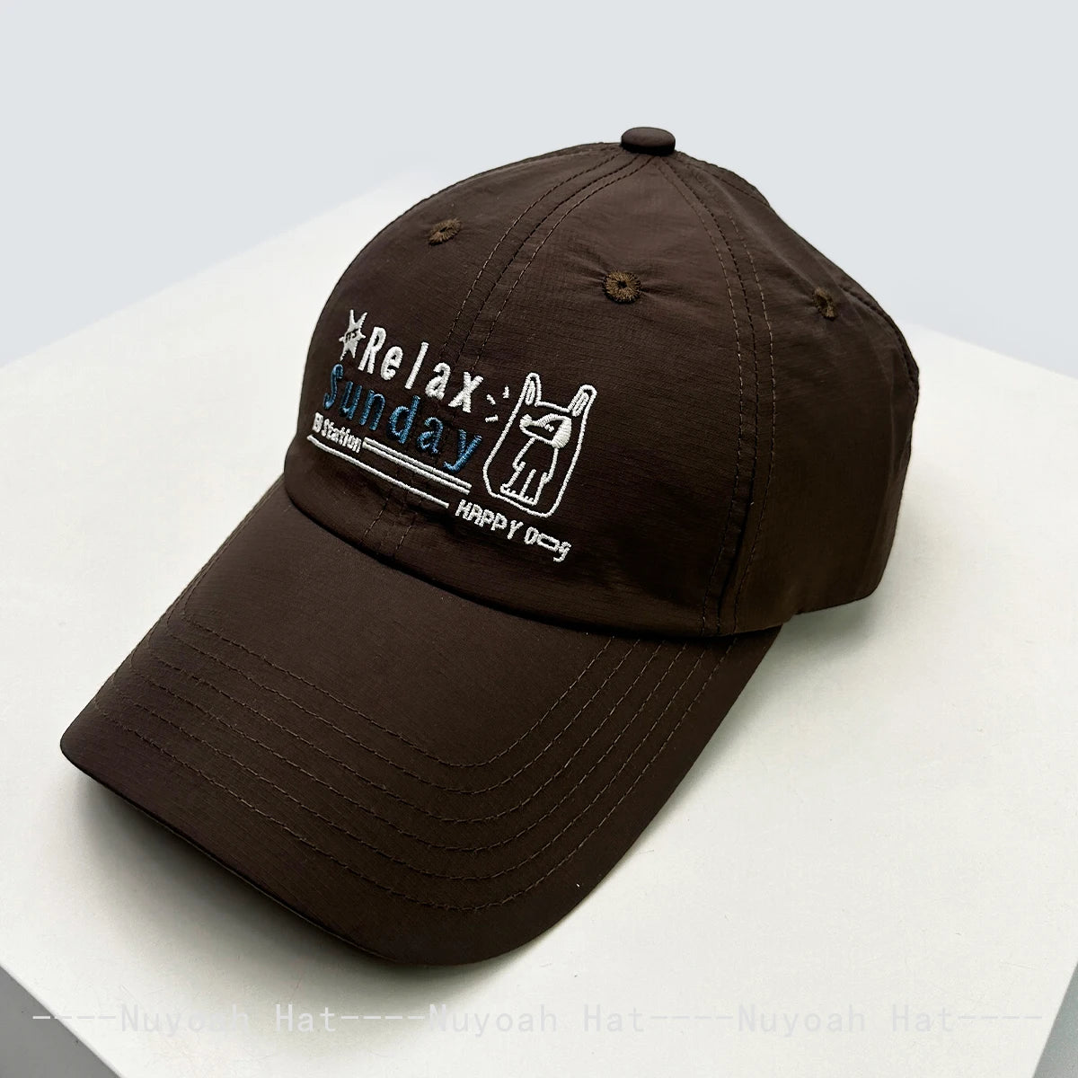 New Men Women Cartoon Embroidered Letters Happy Puppy Baseball Hats Sunshade Quick-dry Breathable Peaked Caps Versatile Fashion