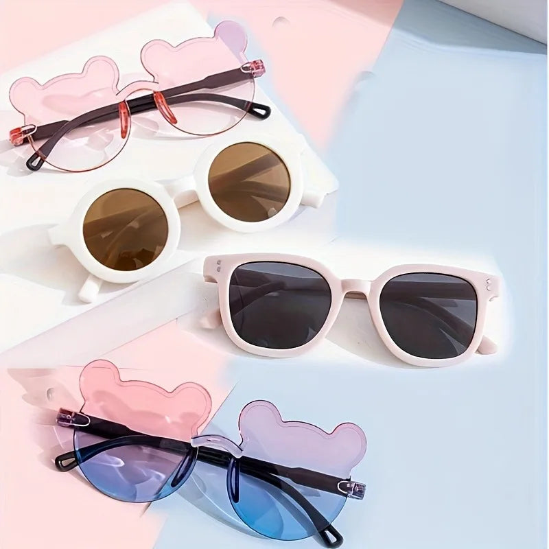 4pcs Cute Square Frame and Bear Ear Shaped Fashion Fashion Glasses
