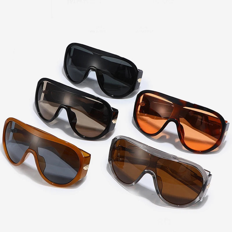JNPCXI Oversized One-Piece Shield Sunglasses Women Luxury Brand Flat Top Windproof Sun Glasses Ladies Y2K Punk Goggle Shades