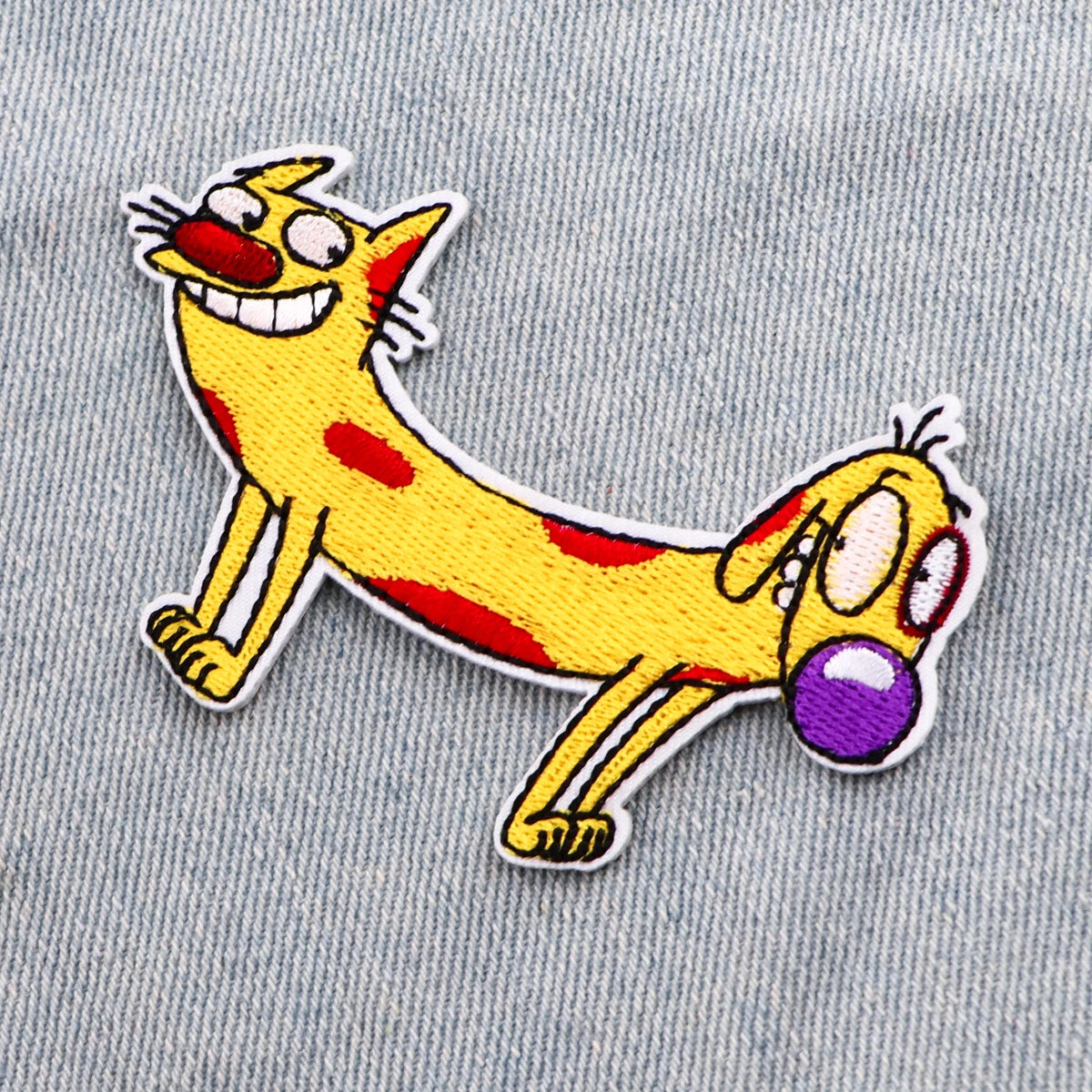 AD2859 Cartoon Dog Patches On Clothes Funny Animal Iron on Embroidered Patches For Clothing DIY Stripes Applique Accessory