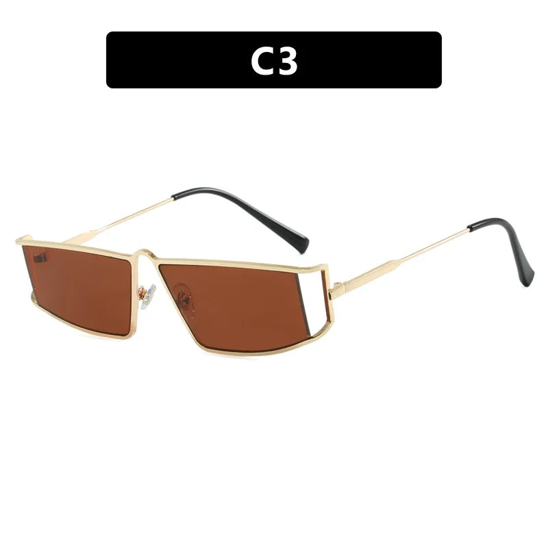 JNPCXI New Vintage Hollow Sunglasses Women Luxury Metal Frame Sun Glasses Rectangle Driving Eyeglasses Eyewear Men