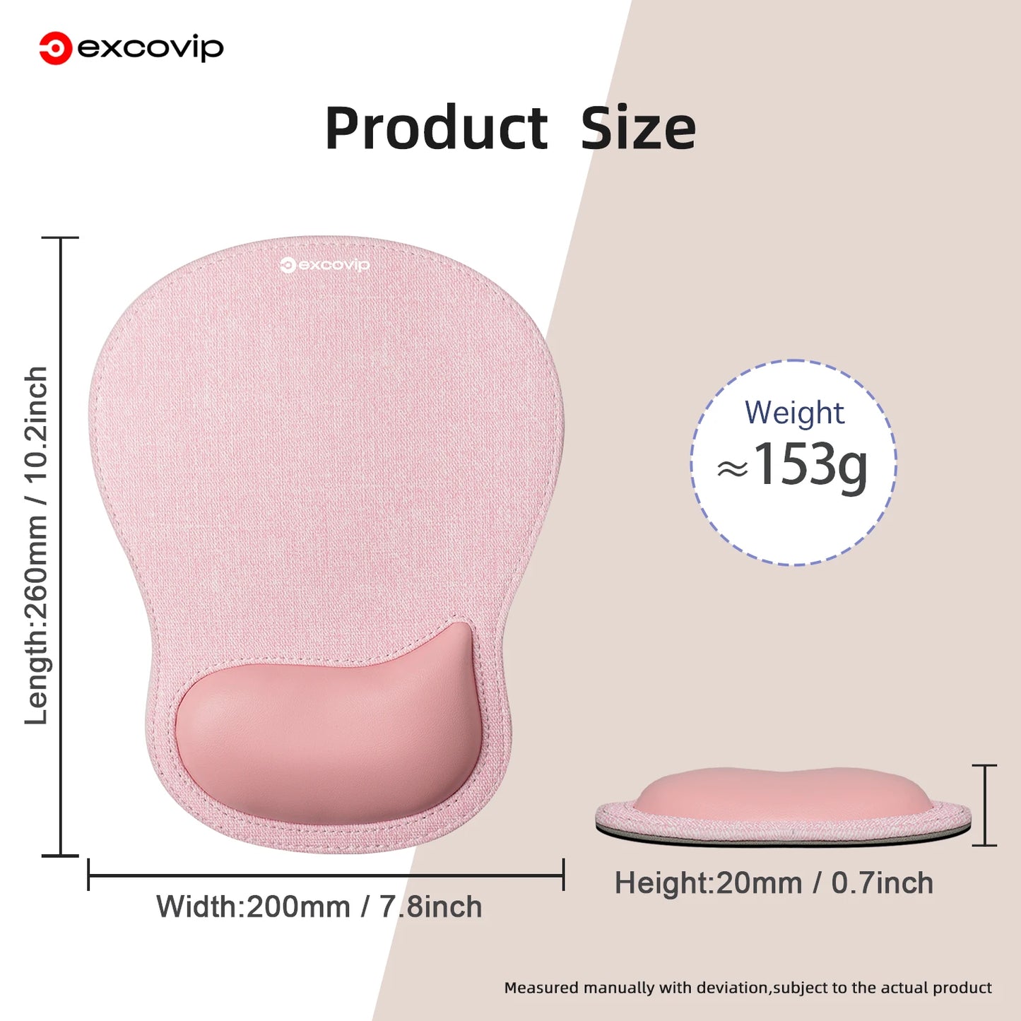 EXCO Memory Foam Wrist Rest Mouse Pad Large Ergonomic Leather Mousepad with Stitched Edge Non-Slip Base for Office Computer