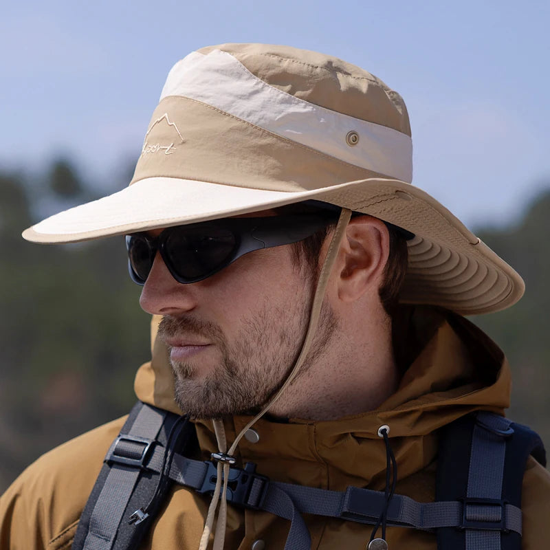 Xinbaoguan 100% Polyester 9233 New Spring/Summer Outdoor Sunshade Hat for Men and Women Mountaineering Big Eaf Fisherman Hat