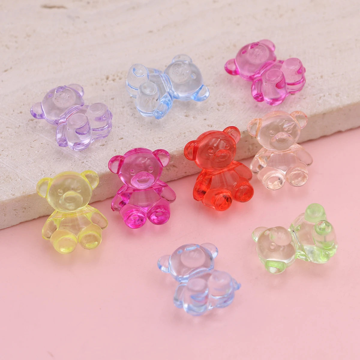 30pcs Random Mix Transparent Colorful Bear Beads for Jewelry Making DIY Necklace Bracelet Key Chain Earrings Accessories