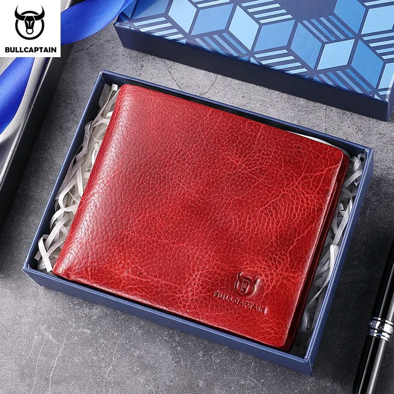 BULLCAPTAIN New Men's Leather Wallet RFID Function Fashion Business Multi-Card Men's Wallet Clip QB026