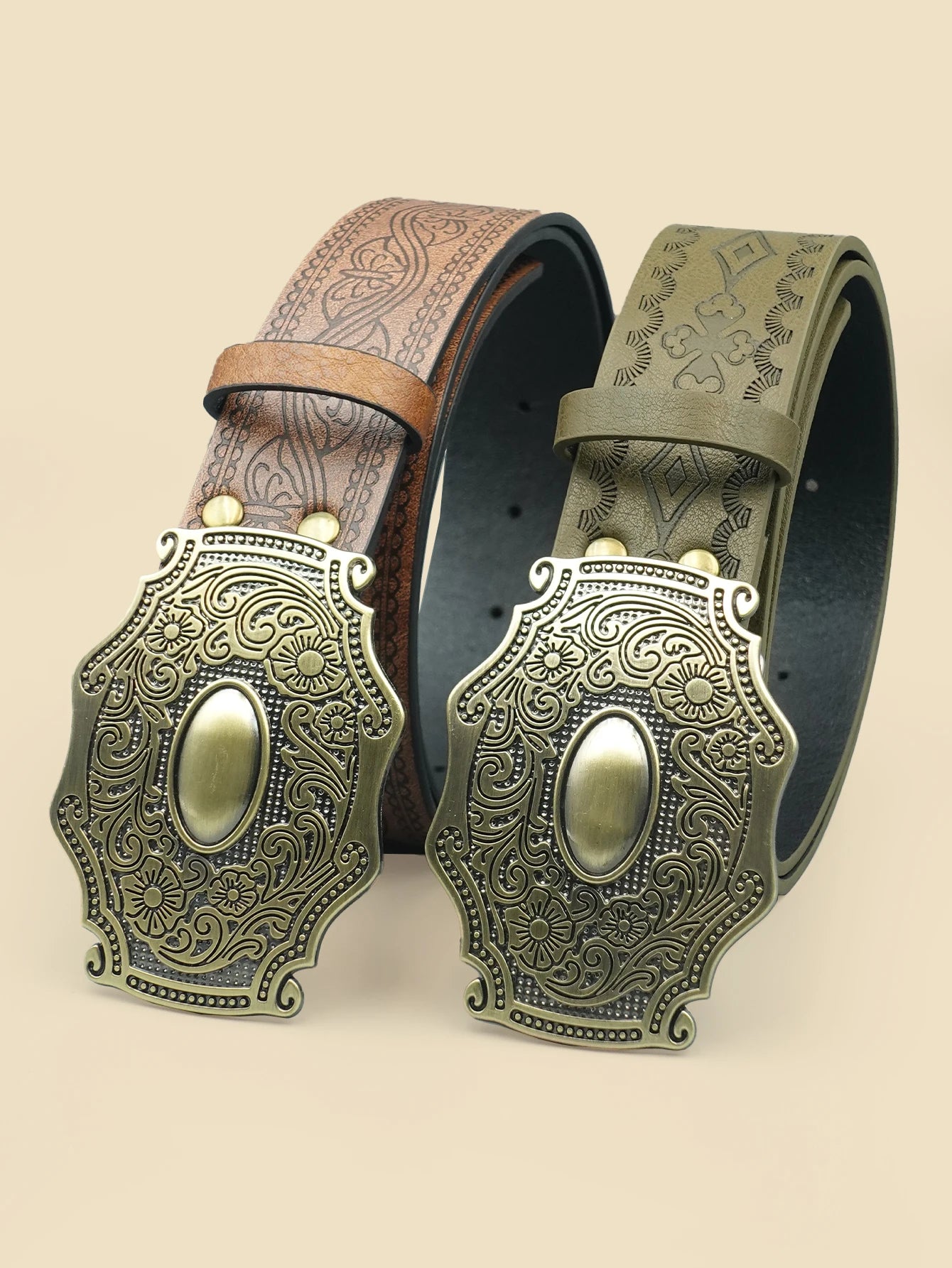 Vintage Royal Style Women's Fashion Belt with Floral Pattern Alloy Buckle - Perfect for Daily Commute and Holiday Casual Accesso