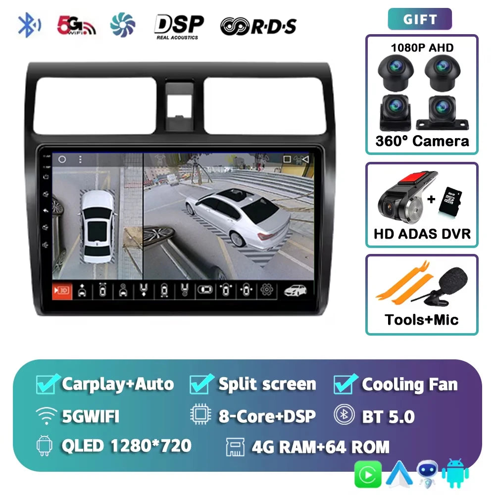 Android 15 2K 12+256GB  For Suzuki Swift 2003 - 2010 Car Radio Multimedia Video Player wireless Carplay Android Auto GPS stereo