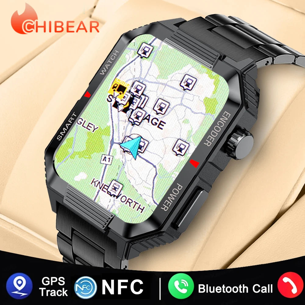NFC GPS Smartwatch 1.99" HD Screen Bluetooth Call Sports Fitness Waterproof