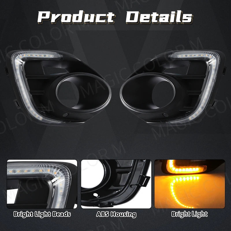 For Mitsubishi Lancer 2015 2016 2017 LED Daytime Running Light DRL Turn Signal Daylight Waterproof Fog Head Lamp Car Accessories