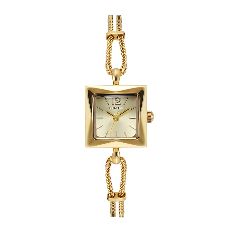 Women's Vintage Watch Gold Square Waterproof Fashionable Wristwatch Woman Elegant Luxury Women Bracelet Quartz Watches