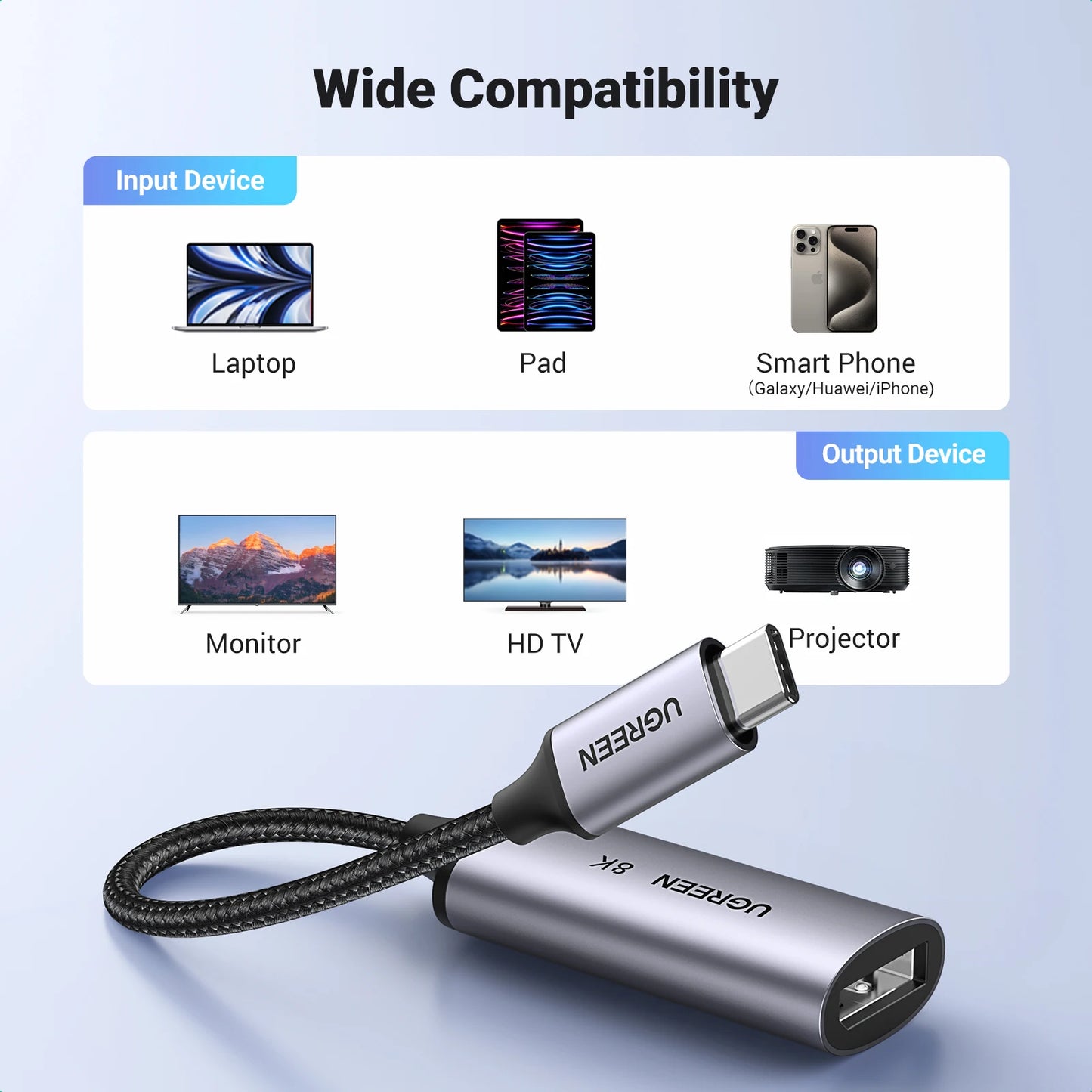 USB C to 8K DP1.4 Displayport 1.4 Adapter iPhone 15 Macbook Pro iPad USB Type C
