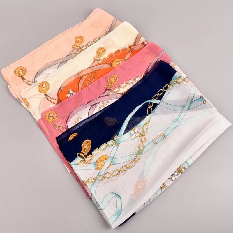 Summer New Dual Color Chain Chiffon Printed Long Scarves Wholesale Yiwu Women's Scarves Cross Border Source