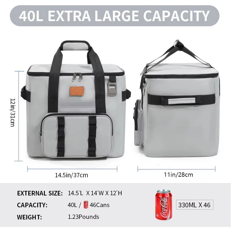 32L Thermal Food Carrier Bag for Women Large Insulated Cooler Tote with Zipper Portable Leakproof Picnic Bag for Camping Beach
