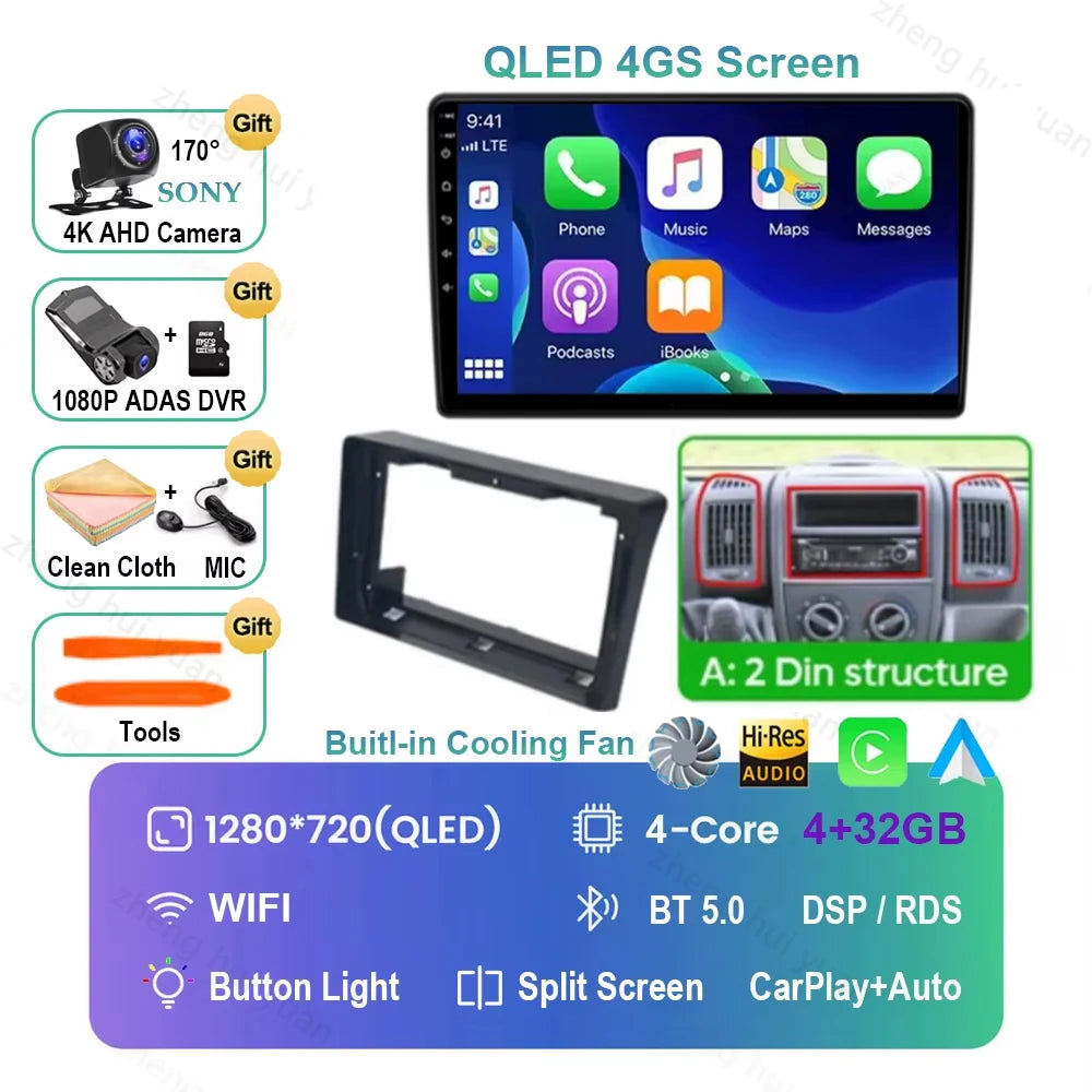 Android 16 Car Radio For Fiat Ducato 2005 2006 - 2023 Citroen Jumper Peugeot Boxer 2011-2015 Auto Carplay 2 din Autoradio 4G RDS