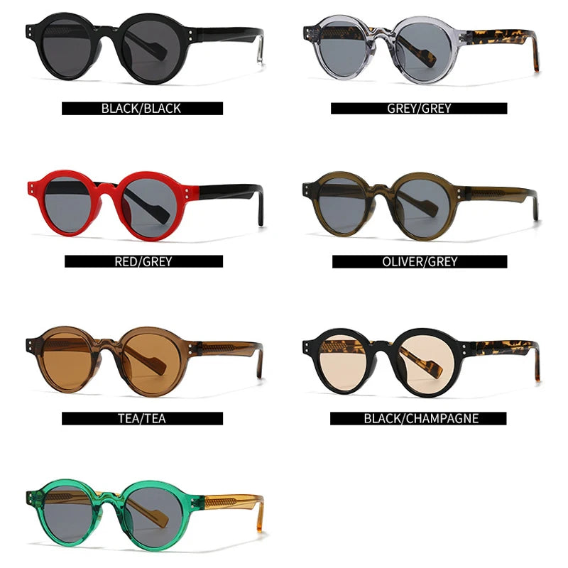 JNPCXI Retro Round Women Sunglasses Shades UV400 Fashion Punk Men Trending Green Yellow Sun Glasses