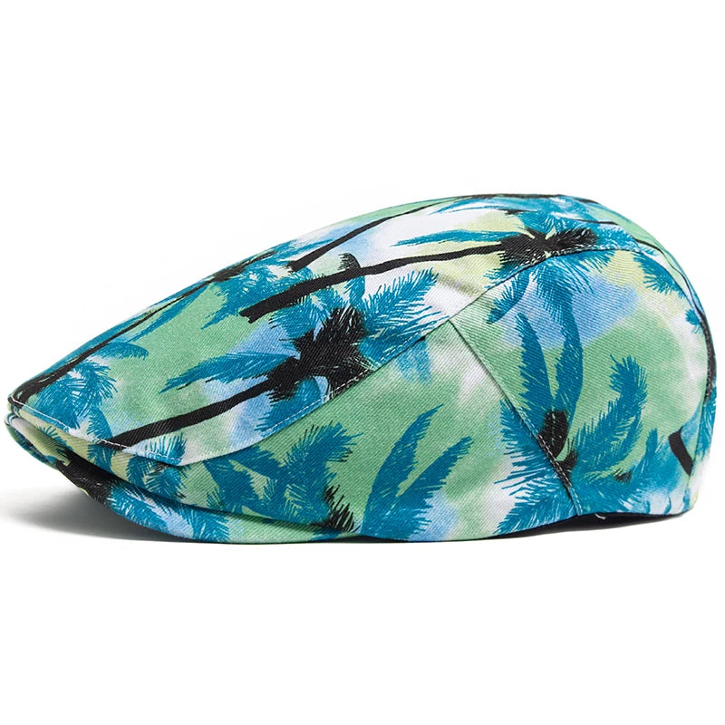 Vacation Style Men Women Beret Summer Fashion Print Cotton Soft Top Beach Visor Hat Casual Painter Berets Unisex Adjustable