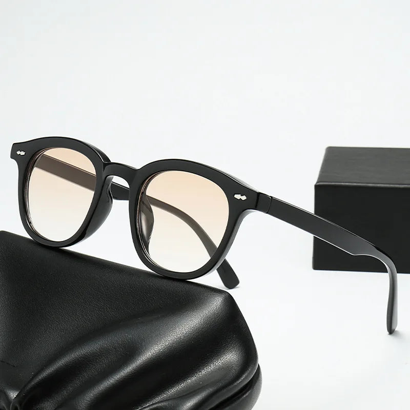 JNPCXI Vintage Small Round Men Sunglasses Fashion Gradient Shades UV400 Women Trending Rivets Punk Sun Glasses