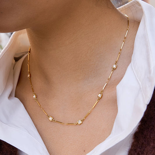 Uworld Delicate Zircon Necklace For Women Party Jewelry Classic 18K Gold Plated Stainless Steel Chain Necklaces Lady Gift 2026