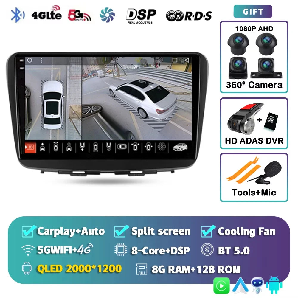 For Suzuki Baleno 2 2015 - 2022 2K 12+256 QLED Android 15 CarPlay Car Radio Multimedia Video Player GPS stereo Head Unit 4G WIFI
