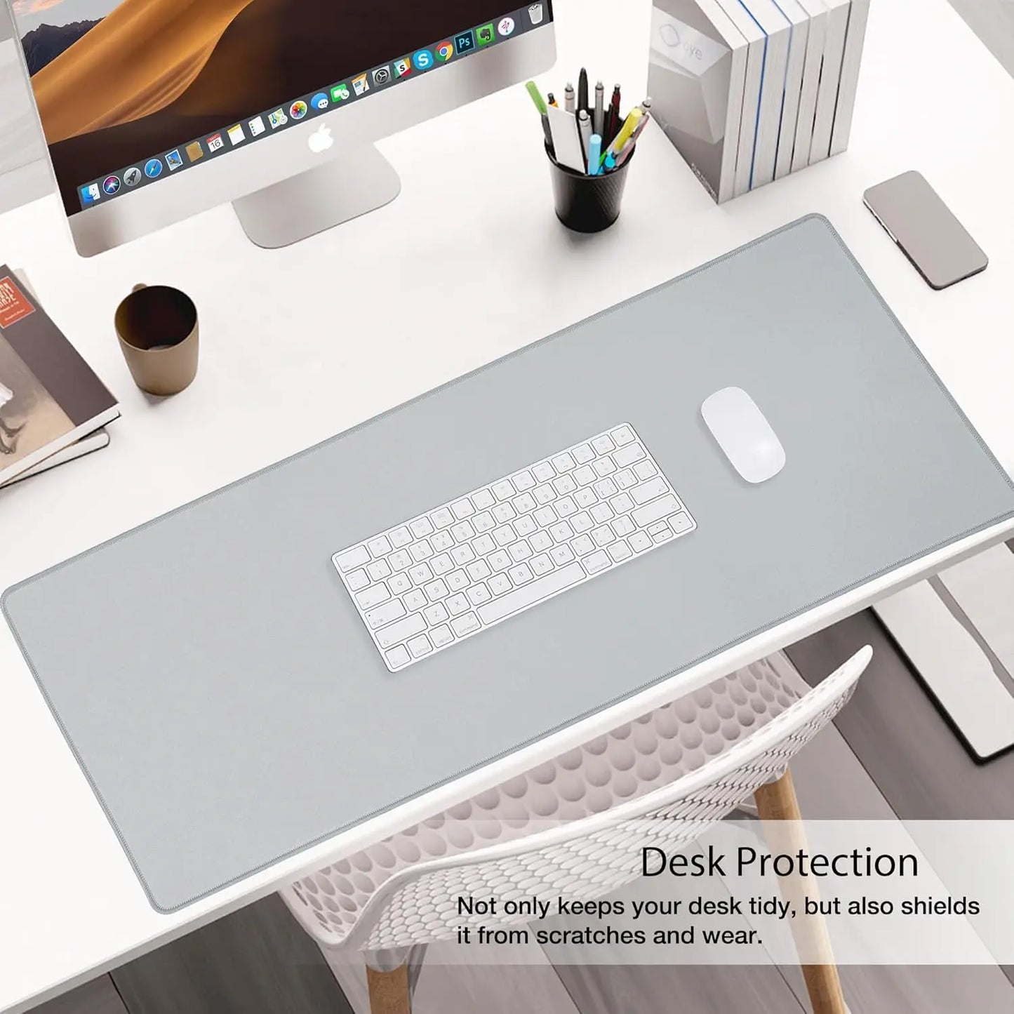 Waterproof Cloth Desk Mat, Large Mouse Pad, with Anti Slip Base, Stitched Edge, Desk Pad XXL Mousepad for Office ,Home ,Gamer