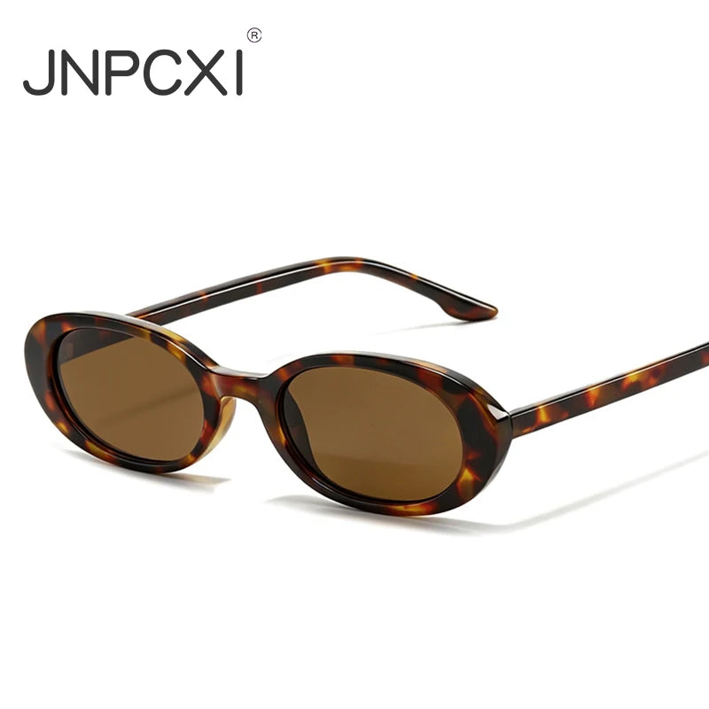 JNPCXI New Retro Small Oval Men Sunglasses Fashion Gradient Shades UV400 Women Outdoor Punk Sun Glasses