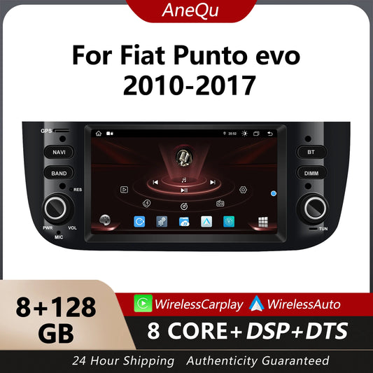 AneQu Android Car Radio for Fiat Punto evo 2010-2017 Car Multimedia Player Support Wireless CarPlay 8Core/4G/GPS
