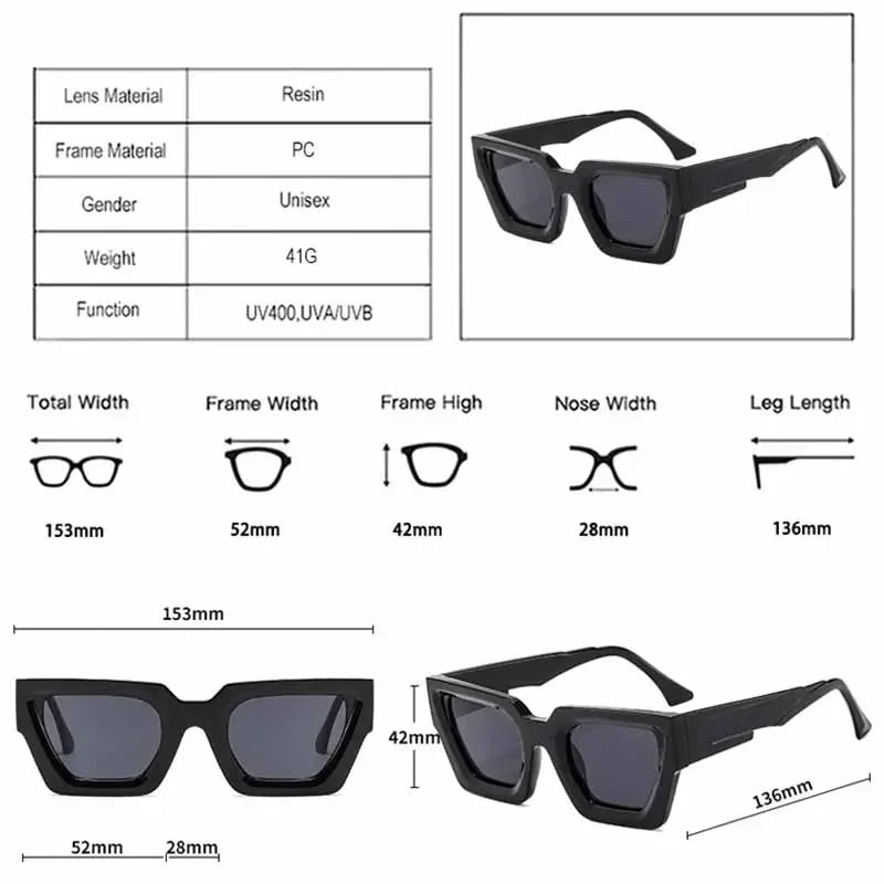 JNPCXI New Square Men Fashion Double Color Outdoor Sunglasses Retro Gray Lens UV400 Women Trending Sun Glasses