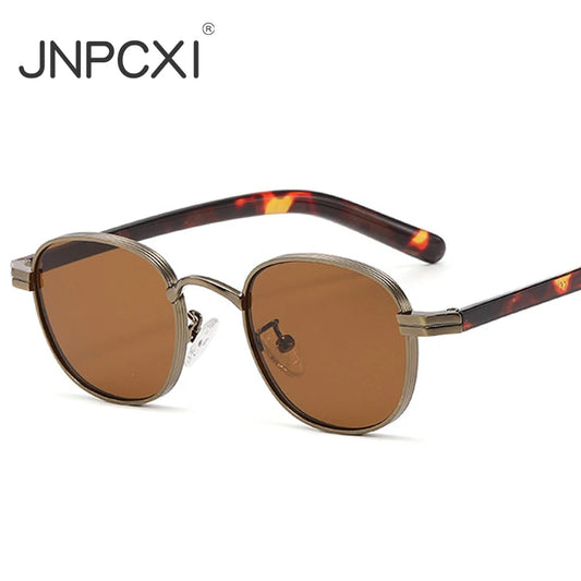 JNPCXI New Metal Luxury Round Sunglasses for Men Women Vintage Unisex Fashion Brand Sun Glasses UV400