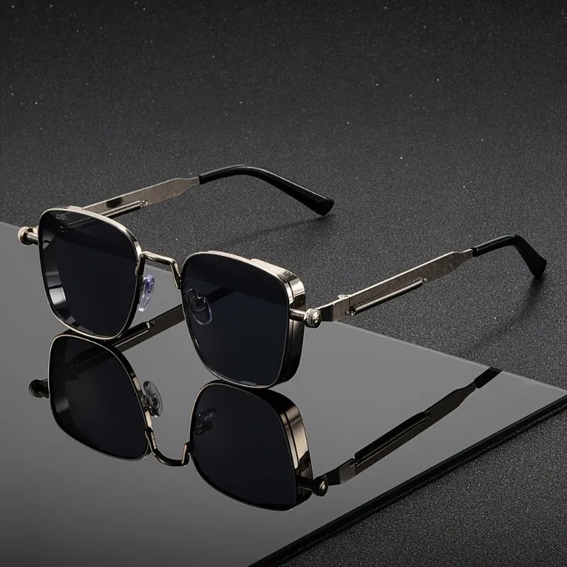 A Pair of Unisex Y2K Rectangular Frame Retro Punk Fashion Decorative Glasses Suitable for Parties School Shopping