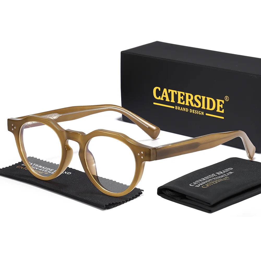 CATERSIDE New Fashionable Men's Anti Blue Light Glasses High-Quality Round Glasses Frame Women's Simple Holiday Gift Glasses